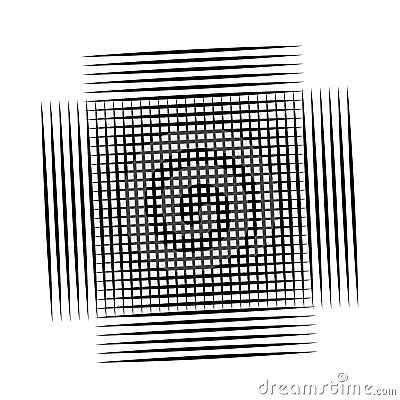 Grid, mesh element. cellular, reticular grate, lattice. array of bisect, overlap lines, stripes. geometric monochrome, black and Vector Illustration