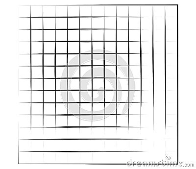 Grid, mesh, graticule with grungy, irregular lines. Grunge checkered grating, trellis, lattern pattern Vector Illustration