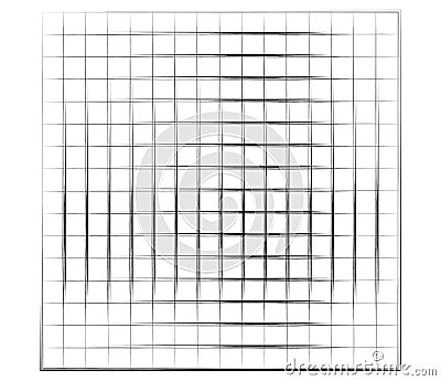 Grid, mesh, graticule with grungy, irregular lines. Grunge checkered grating, trellis, lattern pattern Vector Illustration