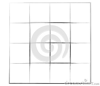 Grid, mesh, graticule with grungy, irregular lines. Grunge checkered grating, trellis, lattern pattern Vector Illustration