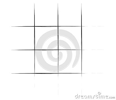 Grid, mesh, graticule with grungy, irregular lines. Grunge checkered grating, trellis, lattern pattern Vector Illustration