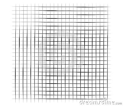 Grid, mesh, graticule with grungy, irregular lines. Grunge checkered grating, trellis, lattern pattern Vector Illustration