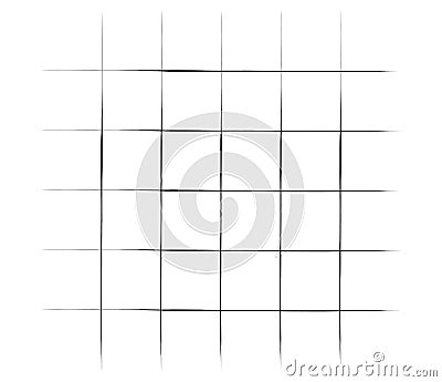 Grid, mesh, graticule with grungy, irregular lines. Grunge checkered grating, trellis, lattern pattern Vector Illustration