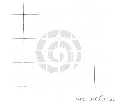 Grid, mesh, graticule with grungy, irregular lines. Grunge checkered grating, trellis, lattern pattern Vector Illustration