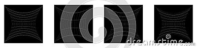Grid, mesh, grating, trellis, wireframe with distortion, deformation effect. Warp, tweak distort grid Vector Illustration