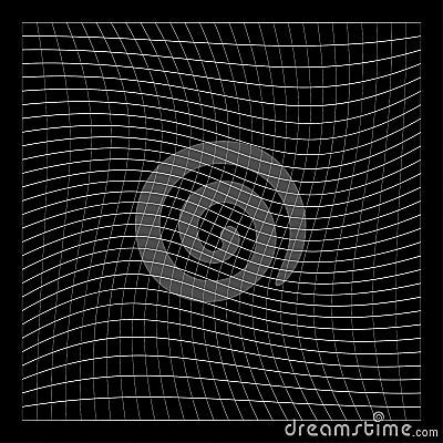 Grid, mesh, grating, trellis, wireframe with distortion, deformation effect. Warp, tweak distort grid Vector Illustration