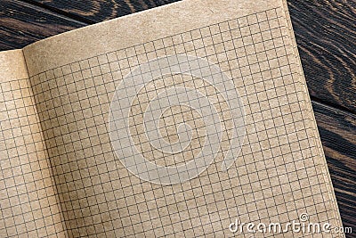 Grid paper of notebook background, open sketchbook with blank pages Stock Photo