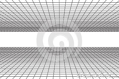 Grid plane with horizont line Vector Illustration