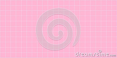 Grid square graph line full page on pink paper background, paper grid square graph line texture of note book blank, grid line on Vector Illustration