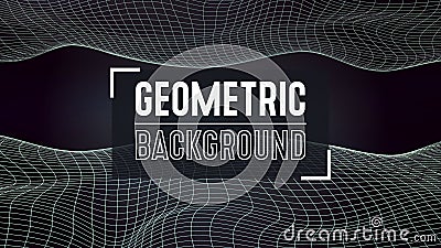 Grid wave texture. Abstract dynamical rippled surface. Mesh, grid pattern of lines. Vector Illustration