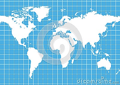 Grid World Map Vector Illustration