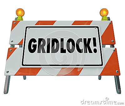 Gridlock Road Barrier Barricade Warning Traffic Sign Stock Photo