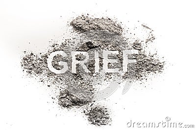 Grief word as sad emotion, mourn for dead loved one Stock Photo