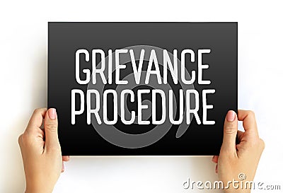 Grievance procedure text on card, concept background Stock Photo