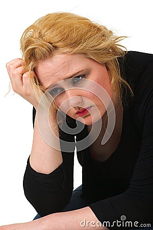 Grieving blonde woman Stock Photo