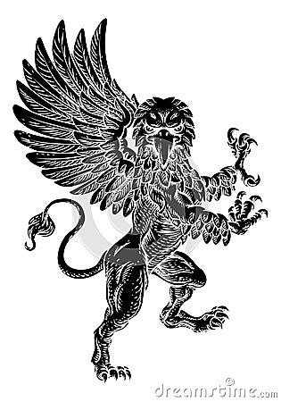 Griffin Rampant Gryphon Coat Of Arms Crest Mascot Vector Illustration