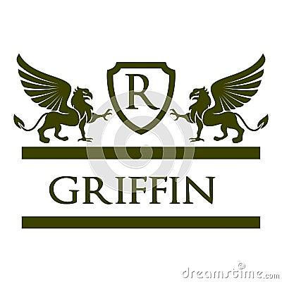 Griffin Heraldic Logo Vrctor Royal Vector Illustration