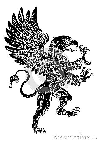 Griffin Rampant Griffon Coat Of Arms Crest Mascot Vector Illustration
