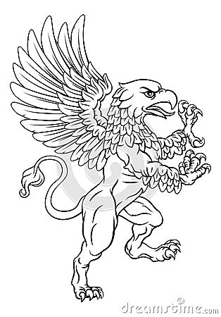 Griffin Rampant Gryphon Coat Of Arms Crest Mascot Vector Illustration