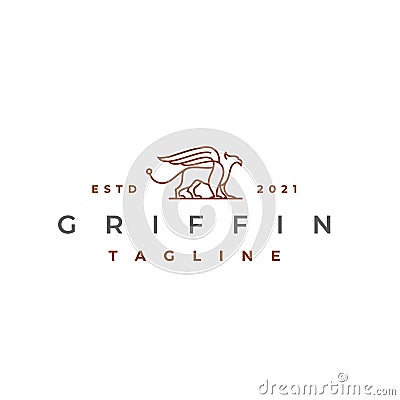 Line Art Griffin Vector Illustration Logo Design Template Vector Illustration