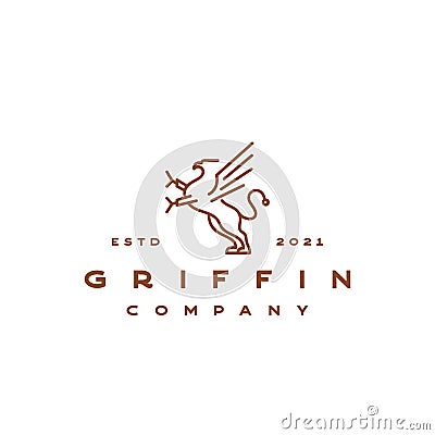 Line Art Griffin Vector Illustration Logo Design Template Vector Illustration