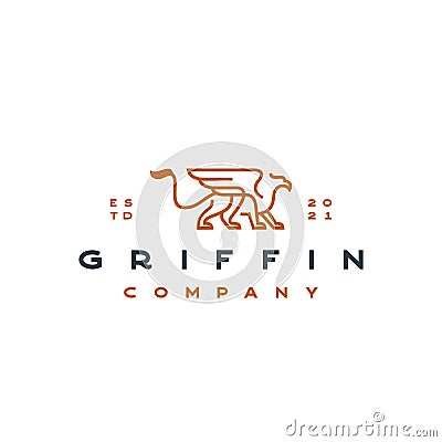 Line Art Griffin Vector Illustration Logo Design Template Vector Illustration