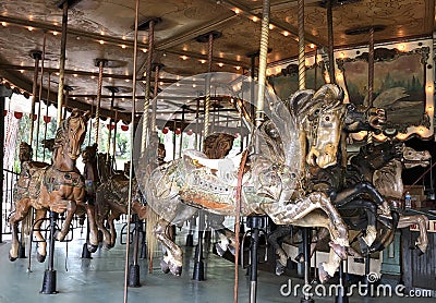 Griffith Park carousel horse on a merry go round Stock Photo