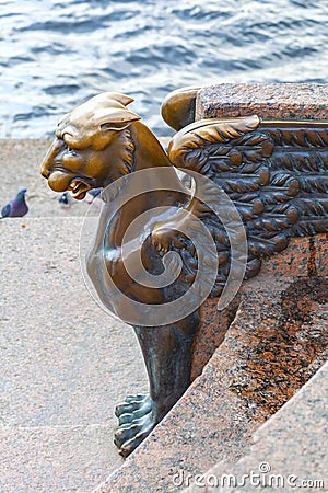 St. Petersburg. Griffon on University Embankment Stock Photo
