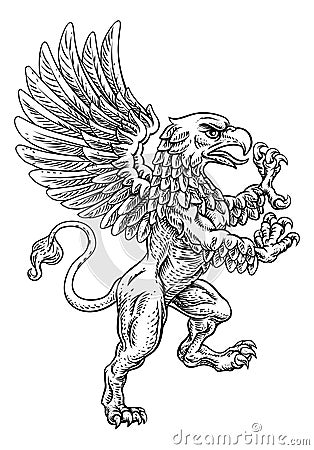 Griffon Rampant Gryphon Coat Of Arms Crest Mascot Vector Illustration