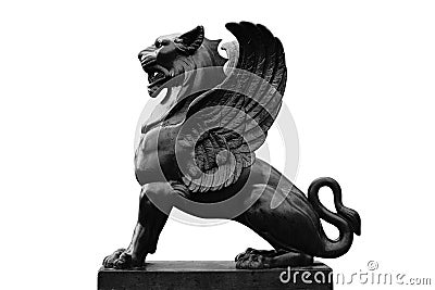 Griffon sculpture isolated on white background. Stock Photo