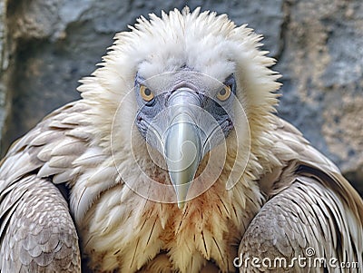 Griffon Vulture bird taken in Moscow zoo. Cartoon Illustration