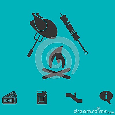 Grill Or Barbecue icon flat Vector Illustration