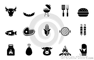 Grill and barbecue icon set Stock Photo