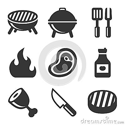 Grill and Barbecue Icons Set. Vector Vector Illustration