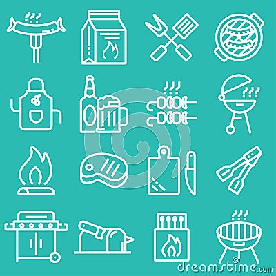 Grill or Barbecue icons set Stock Photo