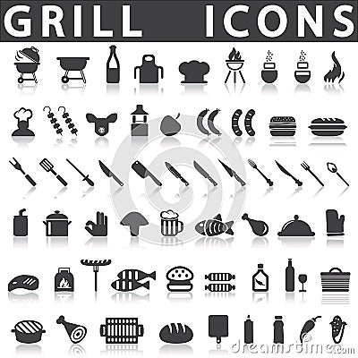 Grill Or Barbecue Icons Vector Illustration