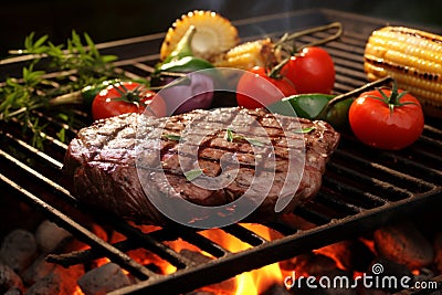 Grill cook food meat meal summer Stock Photo