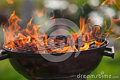 Grill in fames Stock Photo