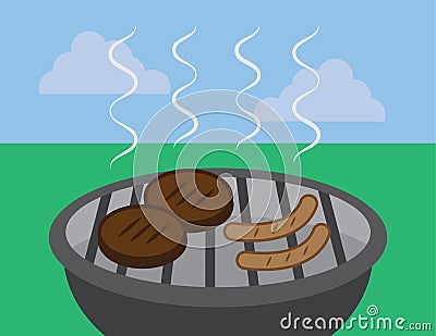 Grill Hamburger Hotdog Vector Illustration