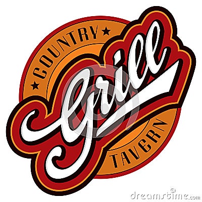 Grill hand lettering design (vector) Vector Illustration