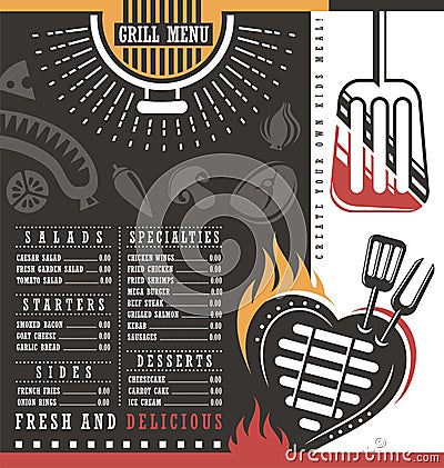 Grill menu design Vector Illustration