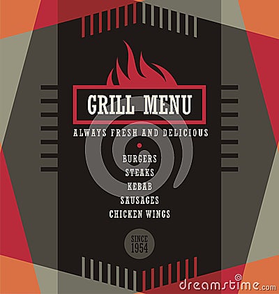 Grill menu design template Vector Illustration