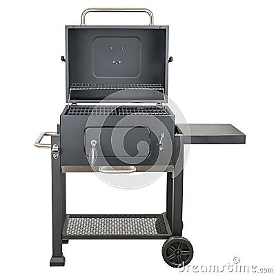 Grill. Outdoor charcoal heavy duty metal grill. Professional for expert cooks grill for steak, bbq, barbecue, burger Stock Photo