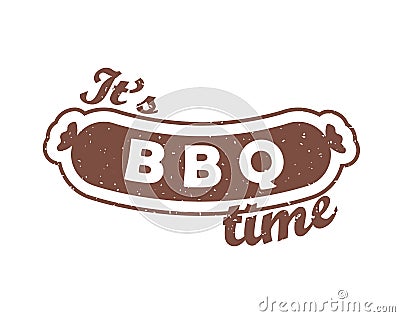 Grill sausage icon. Barbecue vector logo. BBQ season. Picnic outdoor. Grill meat. Isolated graphic illustration cookout. Barbecue Cartoon Illustration