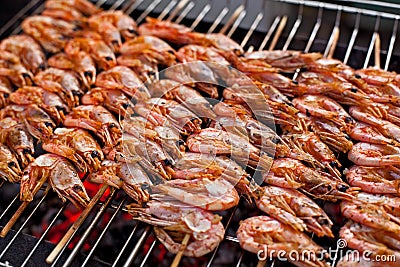 Grill shrimp Stock Photo