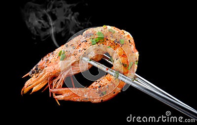 Grill Shrimp BBQ style Stock Photo