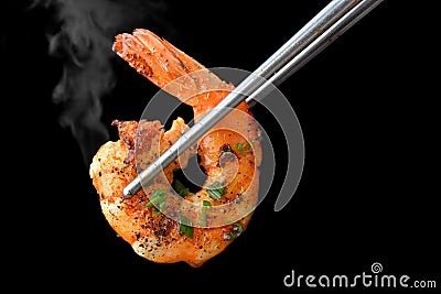 Grill Shrimp BBQ style Stock Photo