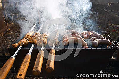 Grill and smoke Stock Photo