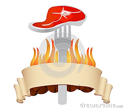 Grill steak restaurant logo vector Vector Illustration