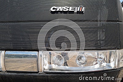 The grille and headlamps of a Case IH Steiger JTI 620 Quadtrac tractor near Wilcox, Washington, USA - May 4,2021 Editorial Stock Photo